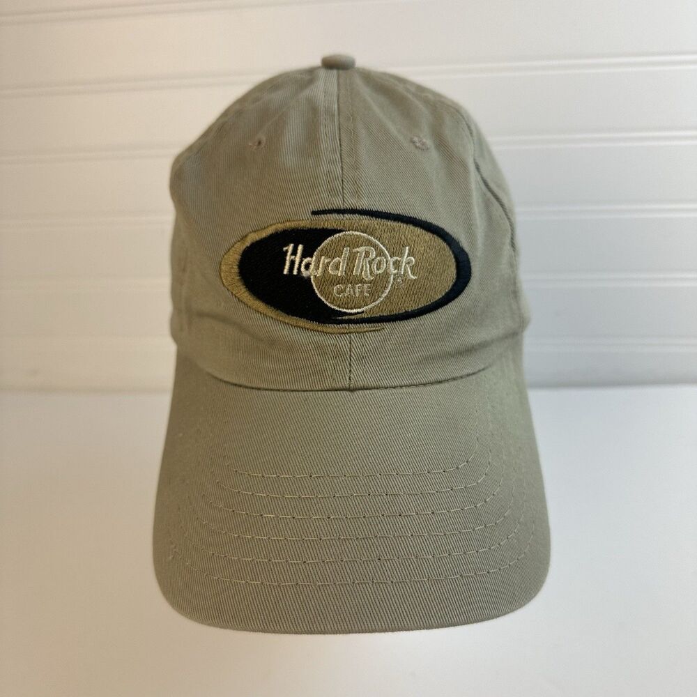 VTG 90s Hard Rock Cafe Gatlinburg TN Hat Strapback Cap Tan  American Needle USA